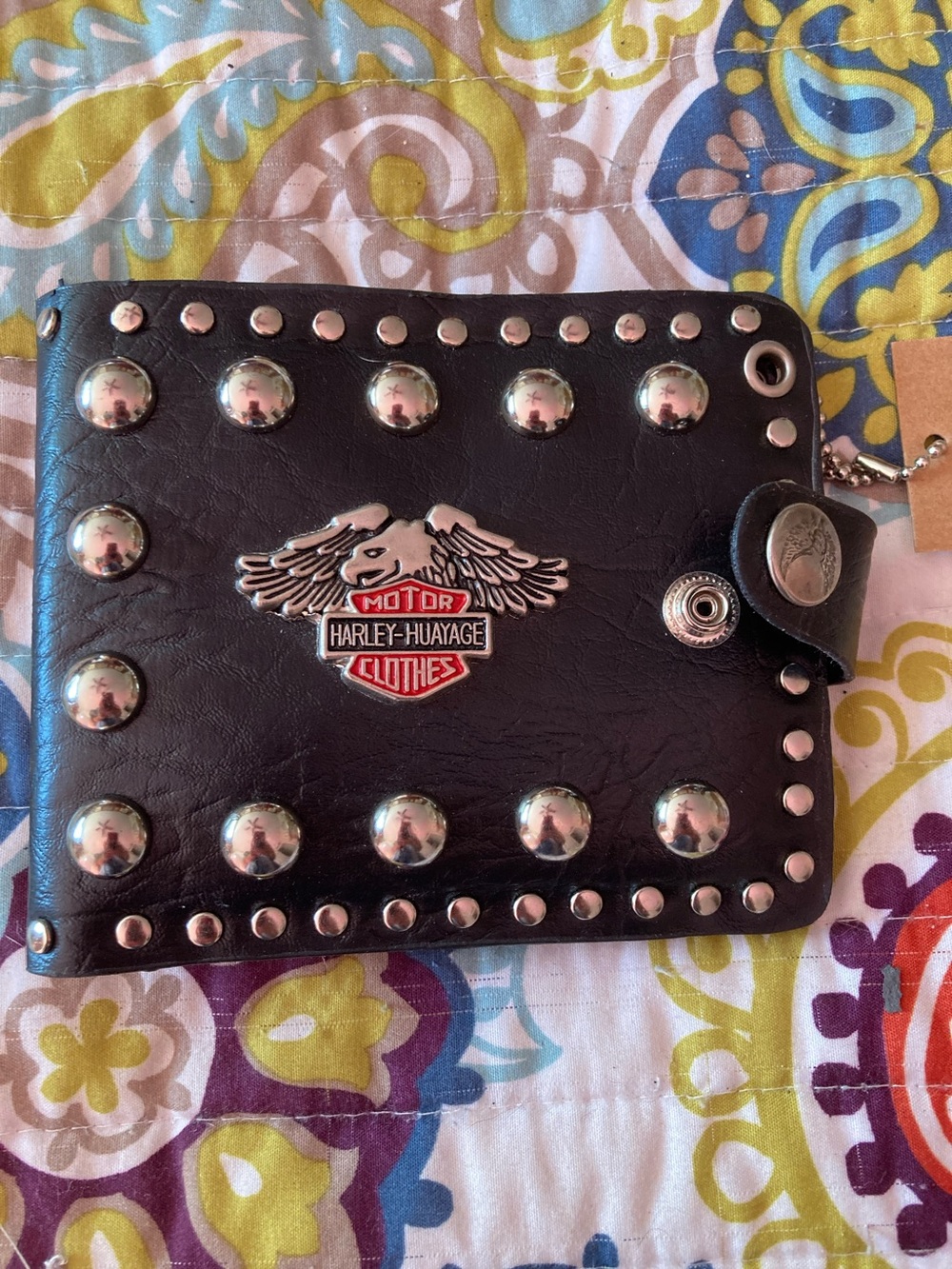 Harley-Huayage Studded Black Bifold Wallet